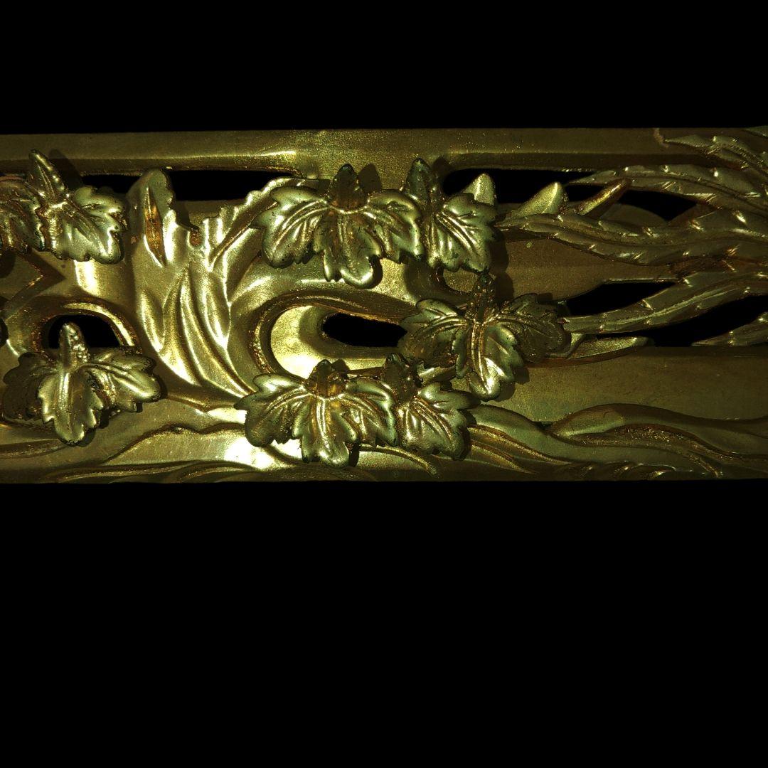 仏教美術　仏壇欄間　双鳳凰金箔彫刻