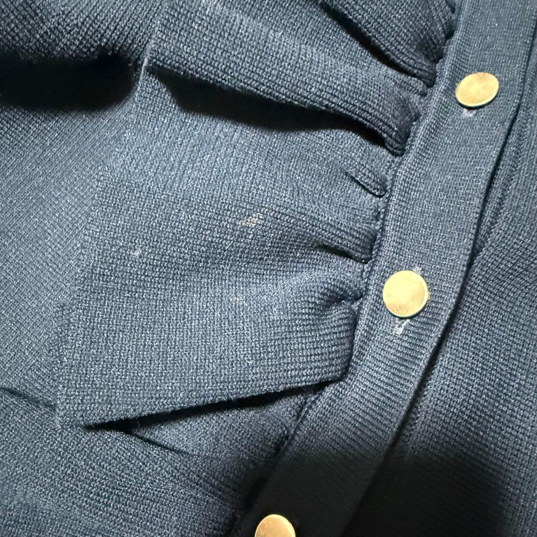 UNITEDARROWS ネイビー ニットベスト ボタン フリルデザイン