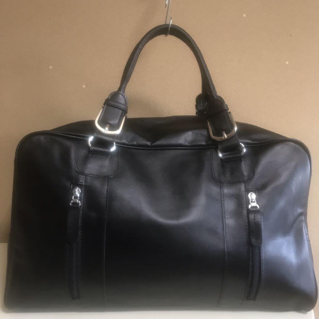 美品　本革　牛革　ボストンバッグ　薄手　トートバッグ　レディース　メンズ