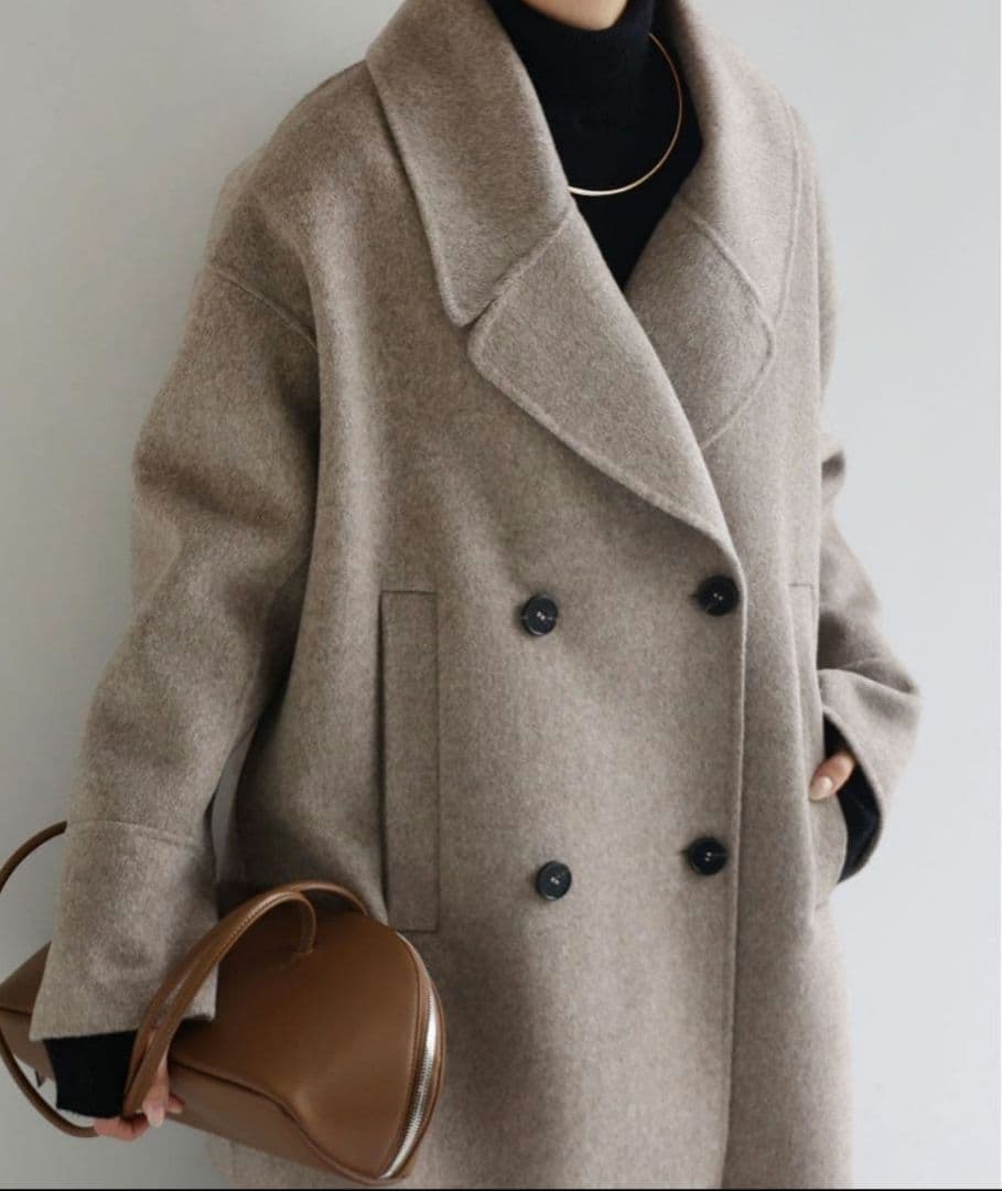 美品 evernavy エバーネイビー ウールリバー Pコート