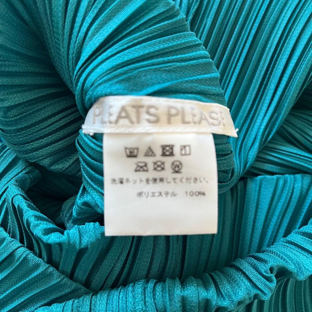 PLEATSPLEASE イッセイミヤケ　ロングワンピース　ブルーグリーン　3