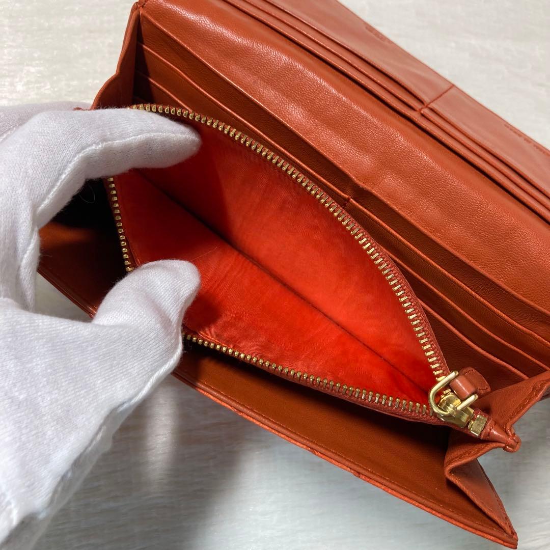 希少　美品　PRADA プラダ　長財布　オレンジ　ダチョウ革　Struzzo 橙