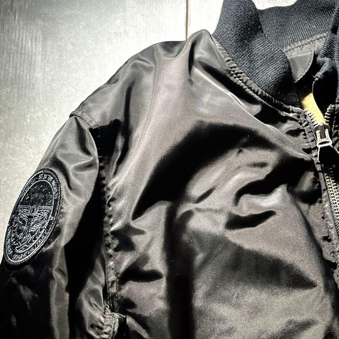 HOUSTON MA-1 バイクジャケット ウィンタージャケット　ワッペン　L