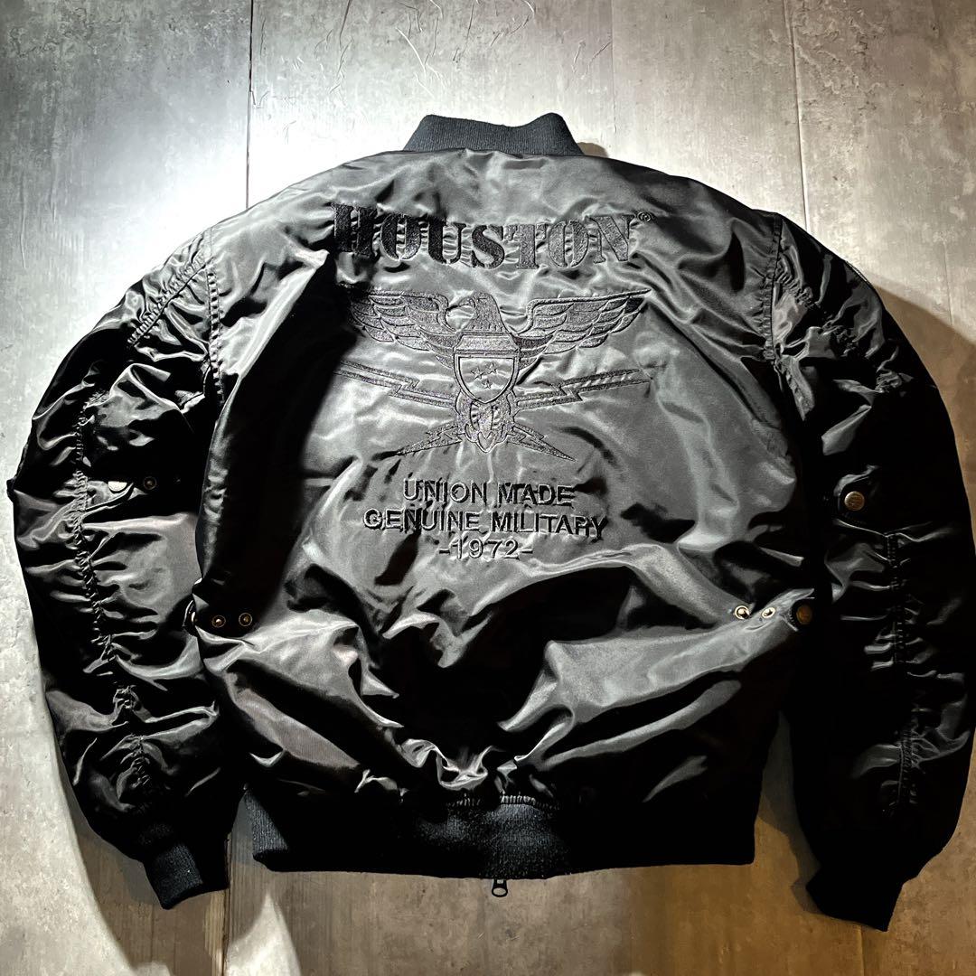 HOUSTON MA-1 バイクジャケット ウィンタージャケット　ワッペン　L
