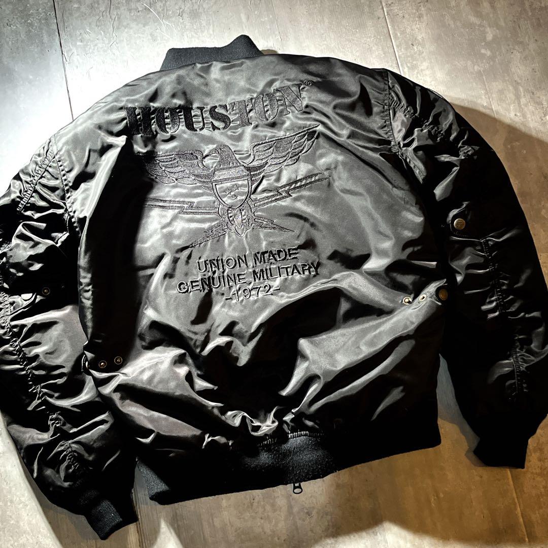 HOUSTON MA-1 バイクジャケット ウィンタージャケット　ワッペン　L