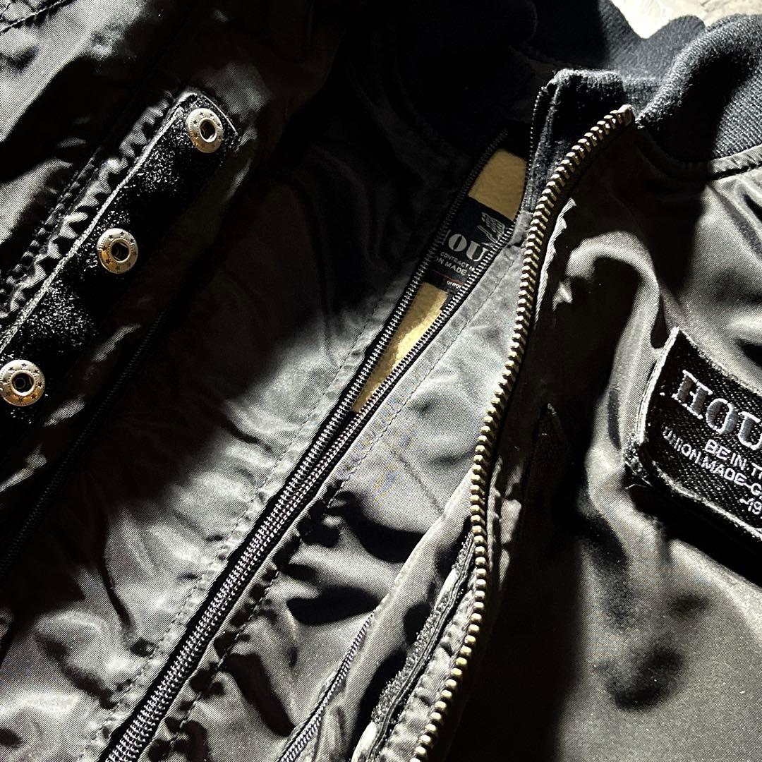 HOUSTON MA-1 バイクジャケット ウィンタージャケット　ワッペン　L