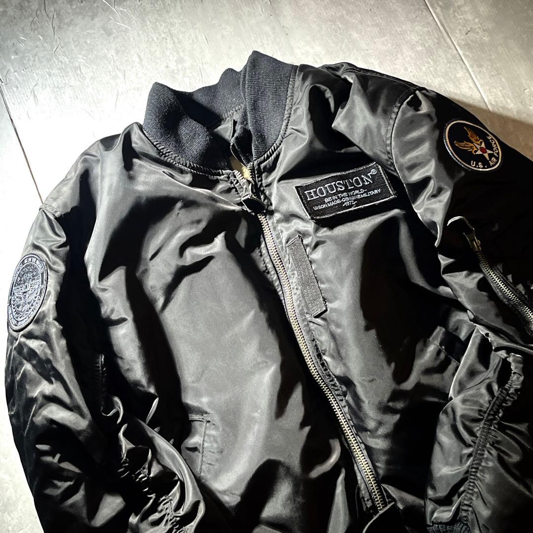 HOUSTON MA-1 バイクジャケット ウィンタージャケット　ワッペン　L