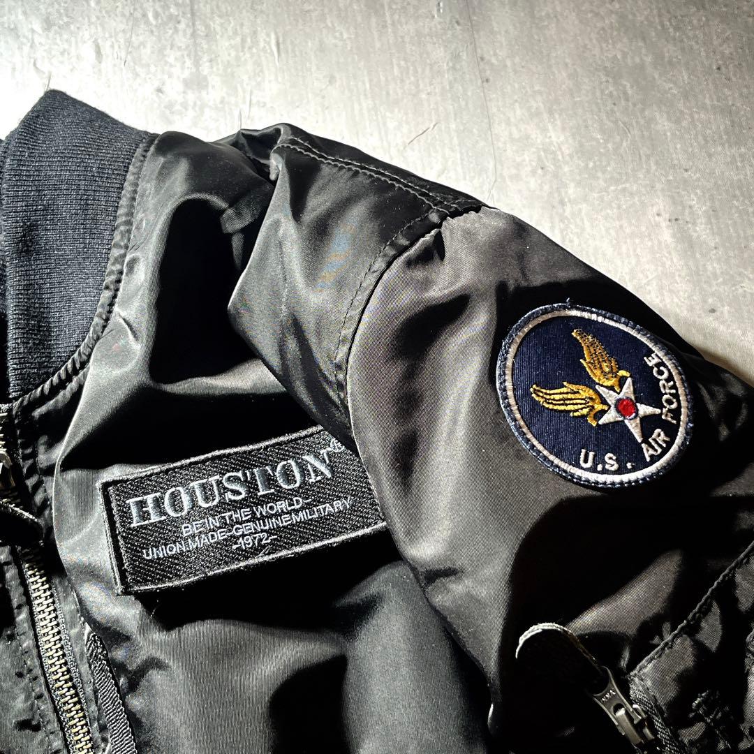 HOUSTON MA-1 バイクジャケット ウィンタージャケット　ワッペン　L