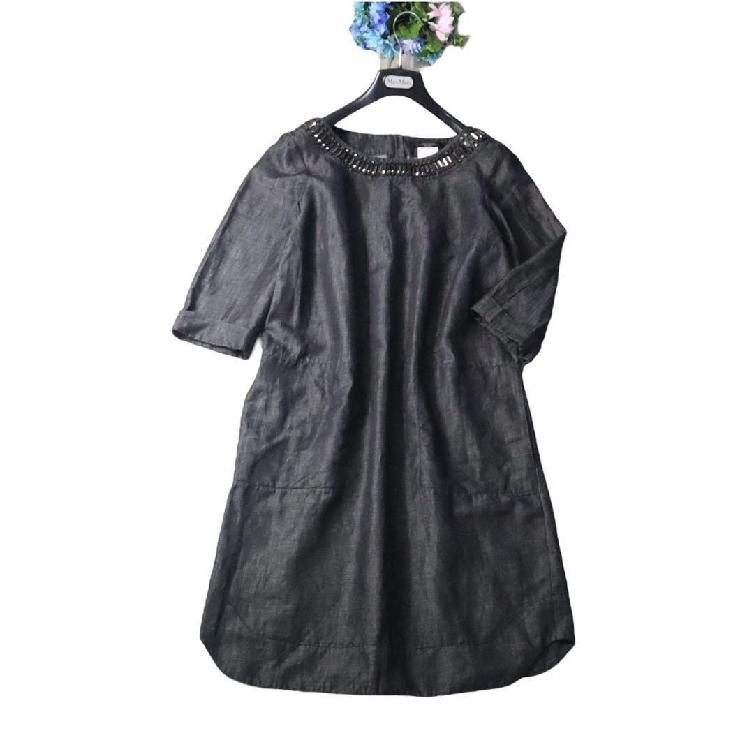 MaxMara 【最高級】代表作アイコンビジュー　ピュアリネンワンピース