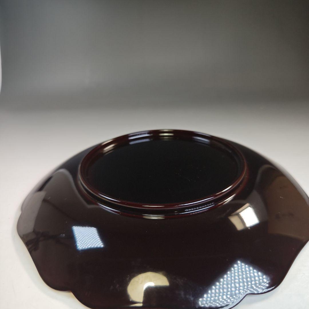イ849 盆『秀舟作』『輪島塗　輪花形　菓子盆　共箱』茶道具