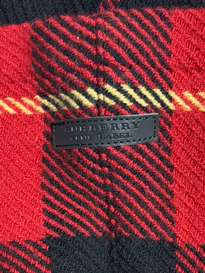 BURBERRY BLUE LABEL チェックケープ ポンチョ ウール100％