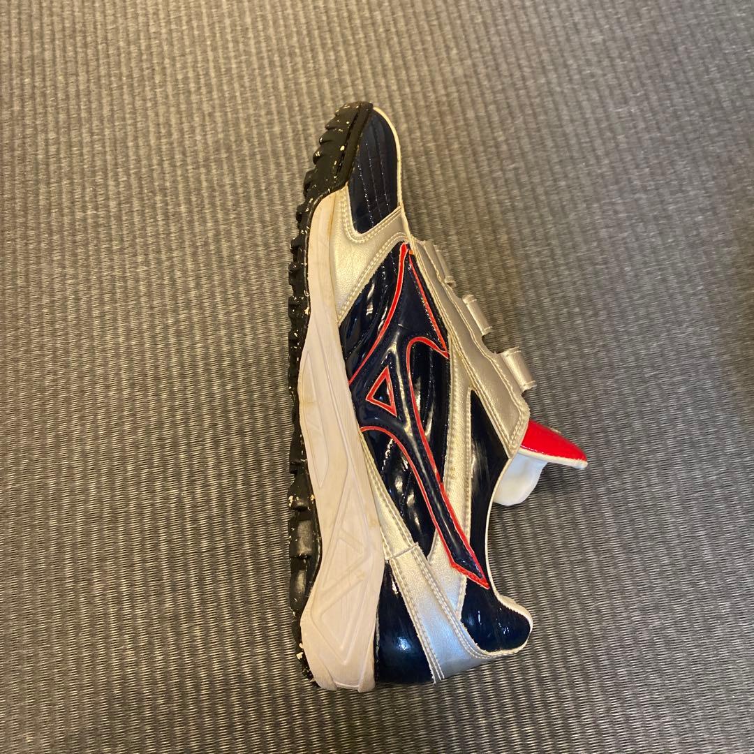 ミズノ スパイクシューズ ベルクロ ネイビー/シルバー/レッド