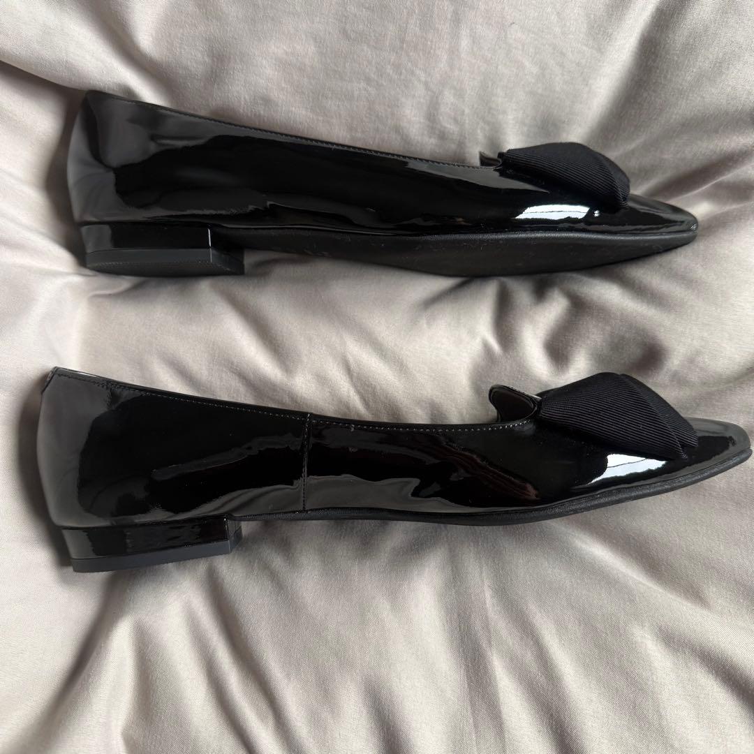 極美品☆ダイアナ オペラシューズ ポインテッドトゥ リボン エナメル フラット