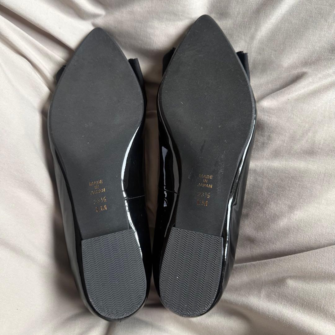 極美品☆ダイアナ オペラシューズ ポインテッドトゥ リボン エナメル フラット