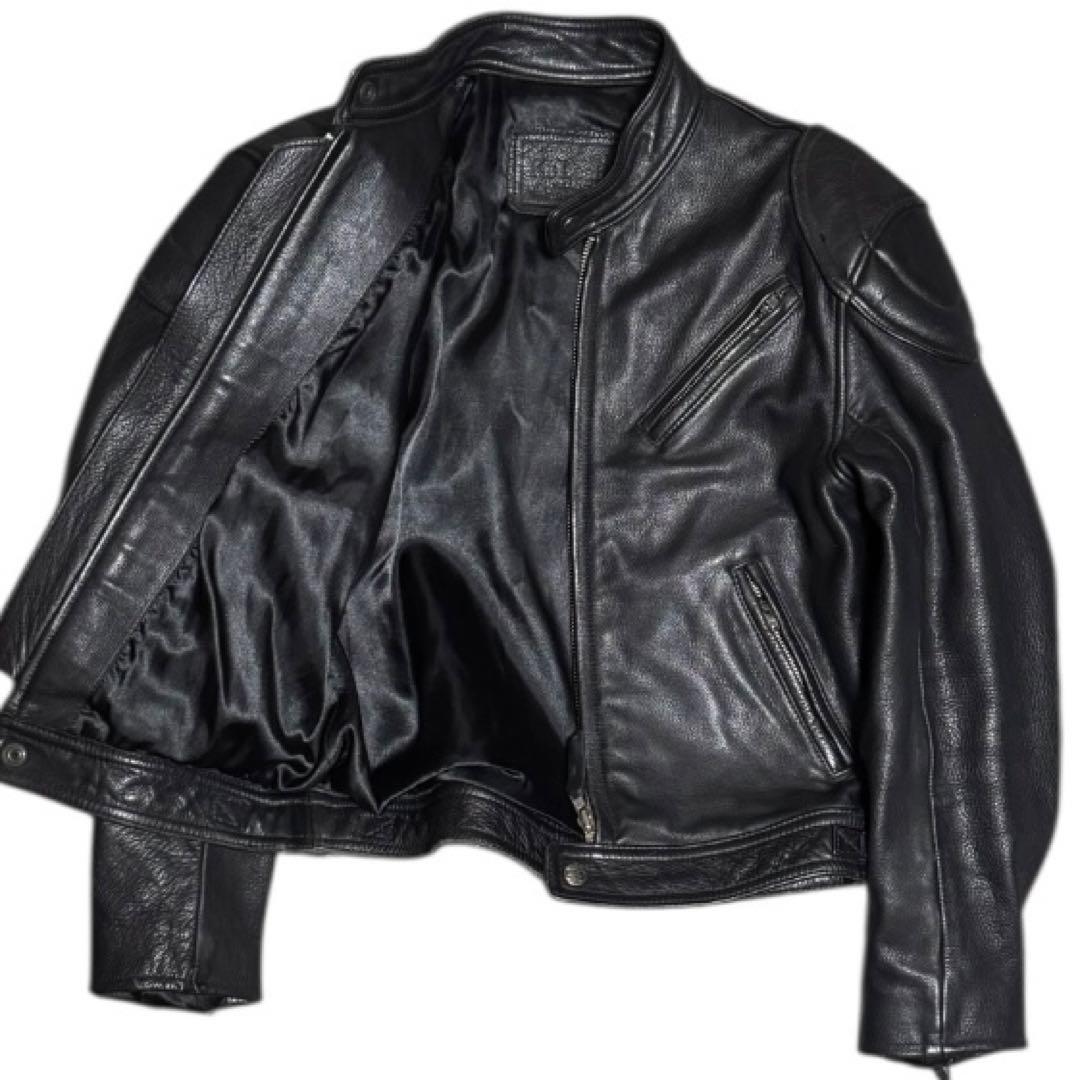 KADOYA 立ち襟 レザー ライディングジャケット ブラック Lサイズ