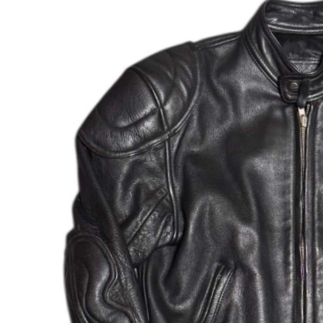 KADOYA 立ち襟 レザー ライディングジャケット ブラック Lサイズ