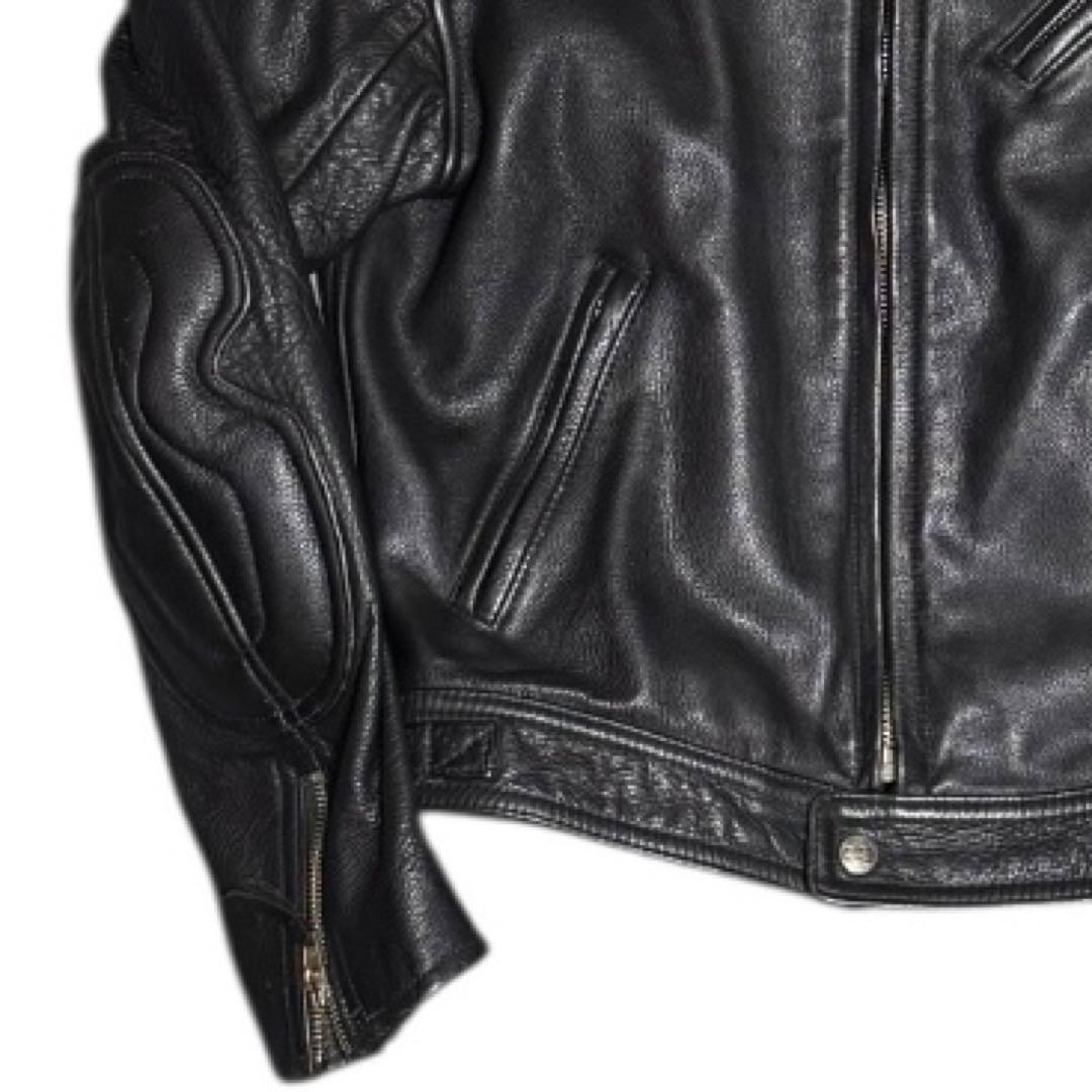 KADOYA 立ち襟 レザー ライディングジャケット ブラック Lサイズ