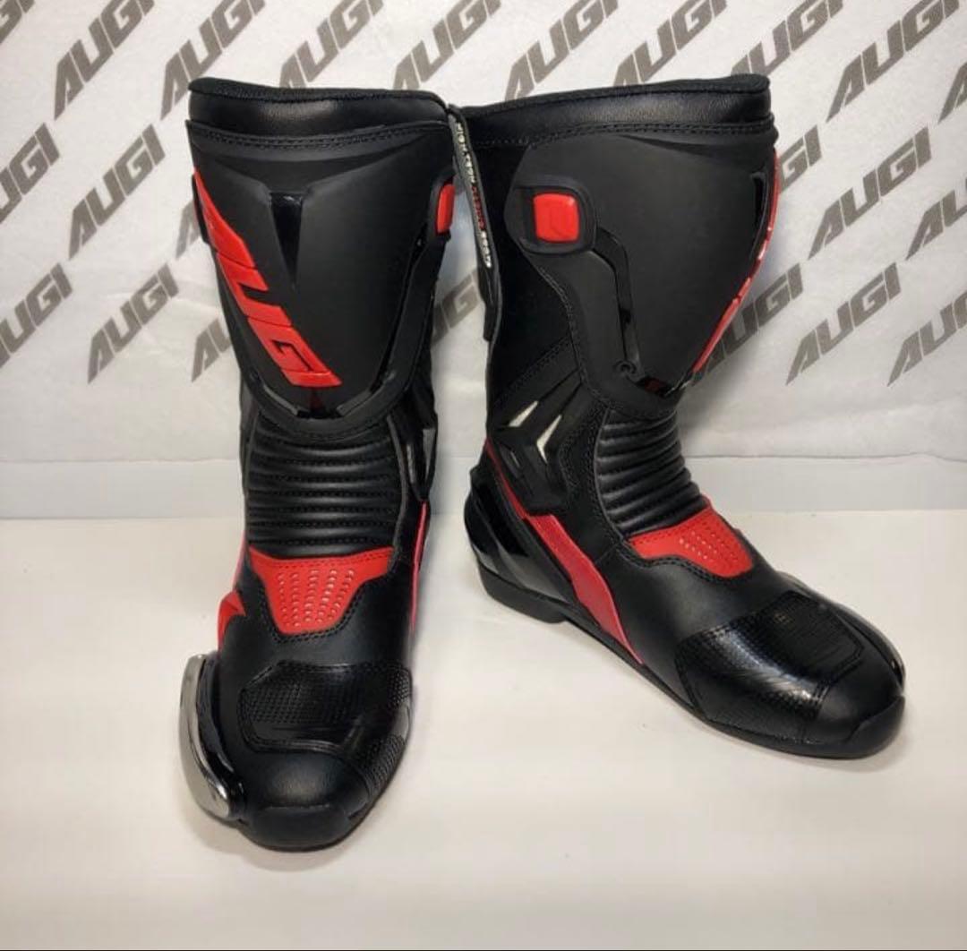 【中古】AUGI AR3 レーシングブーツ　黒／赤