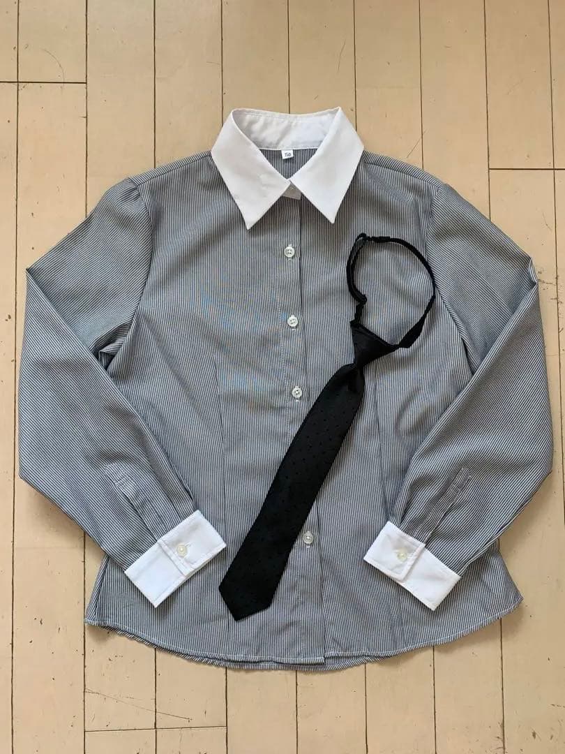 150cm キュロット スーツ グレーストライプスーツ（ブローチ付き）