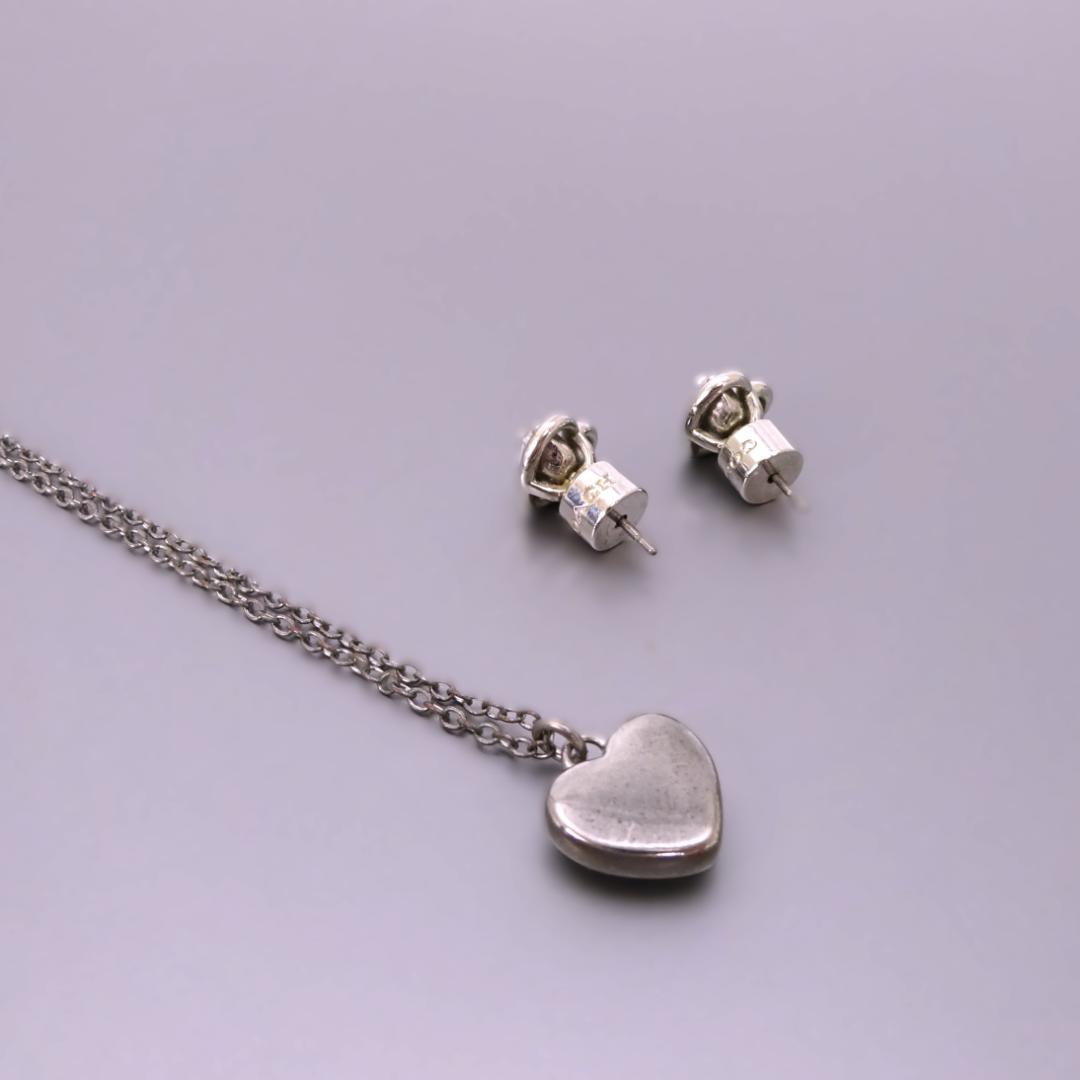 本物 良品 ■コーチ■ネックレス ピアス ハロー ハート ストーン シルバー