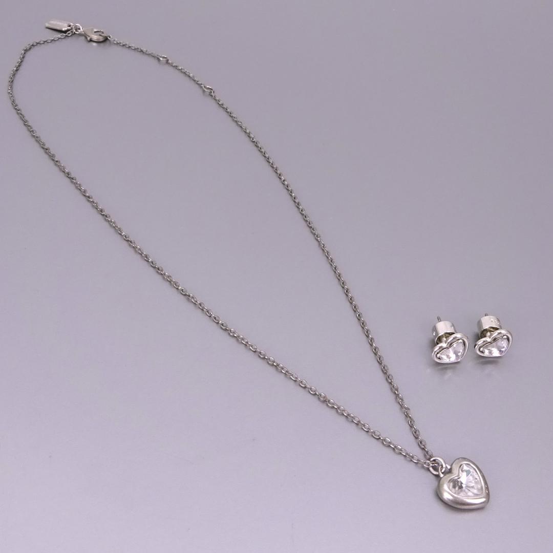 本物 良品 ■コーチ■ネックレス ピアス ハロー ハート ストーン シルバー