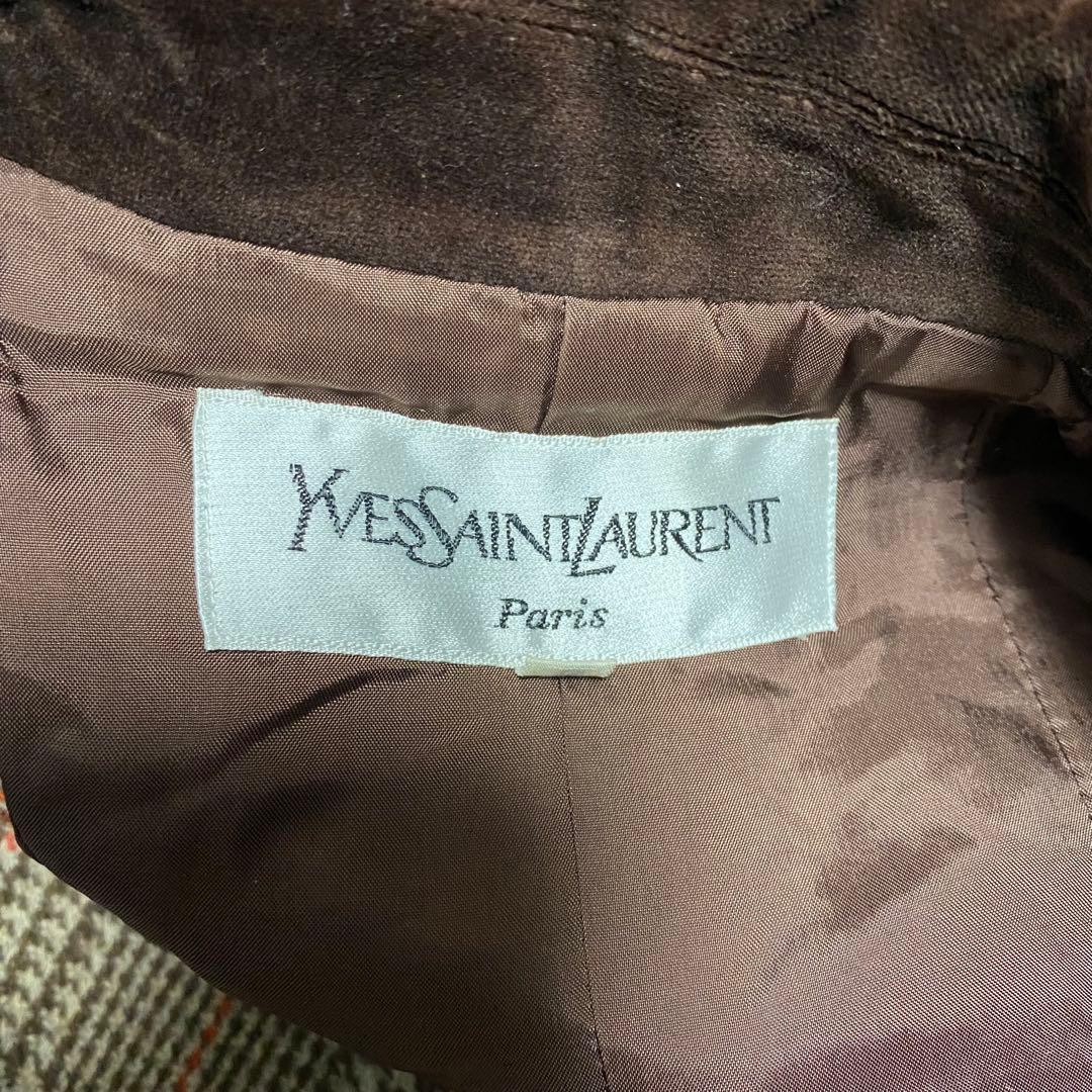 Yves Saint Laurent ベロア切替 ダブルブレストチェスターコート