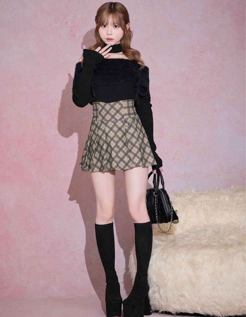 ミシェルマカロン オリジナルチェック柄美脚スカパン