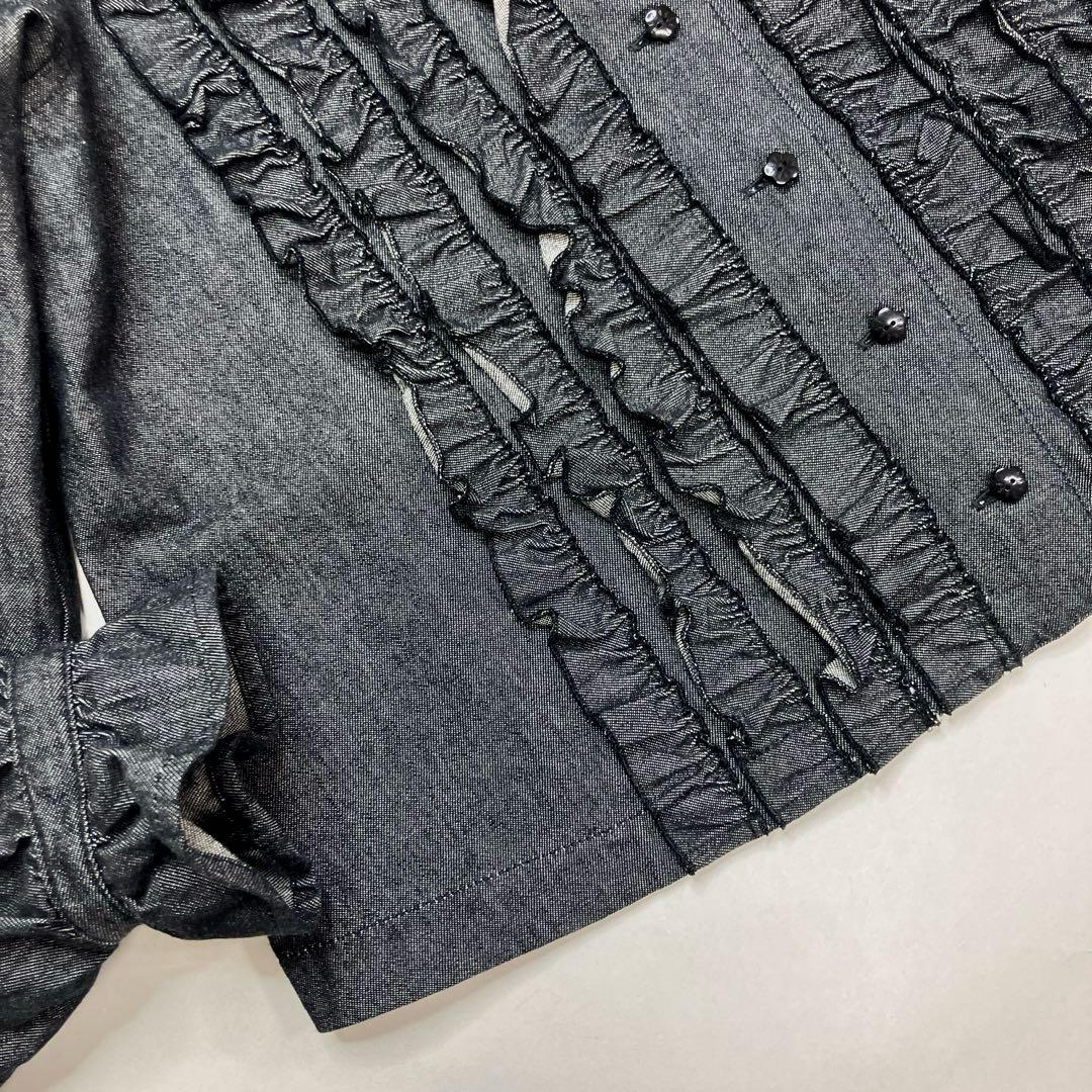 【美品】ピンクハウス 縦ピコフリル使い デニムジャケット/2024年 春