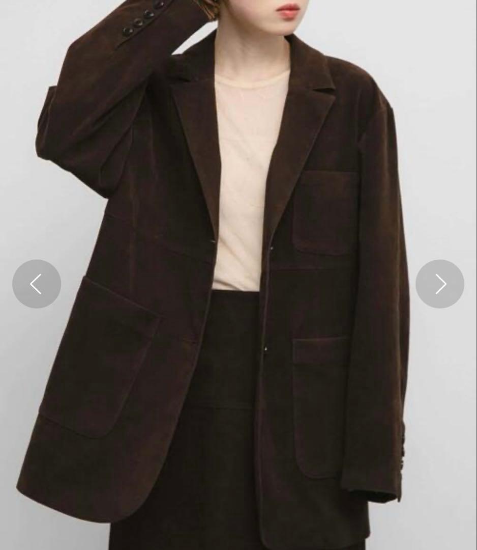 パッチポケットテーラードジャケット　ラポドゥジェム　エコスウェードカバーオール