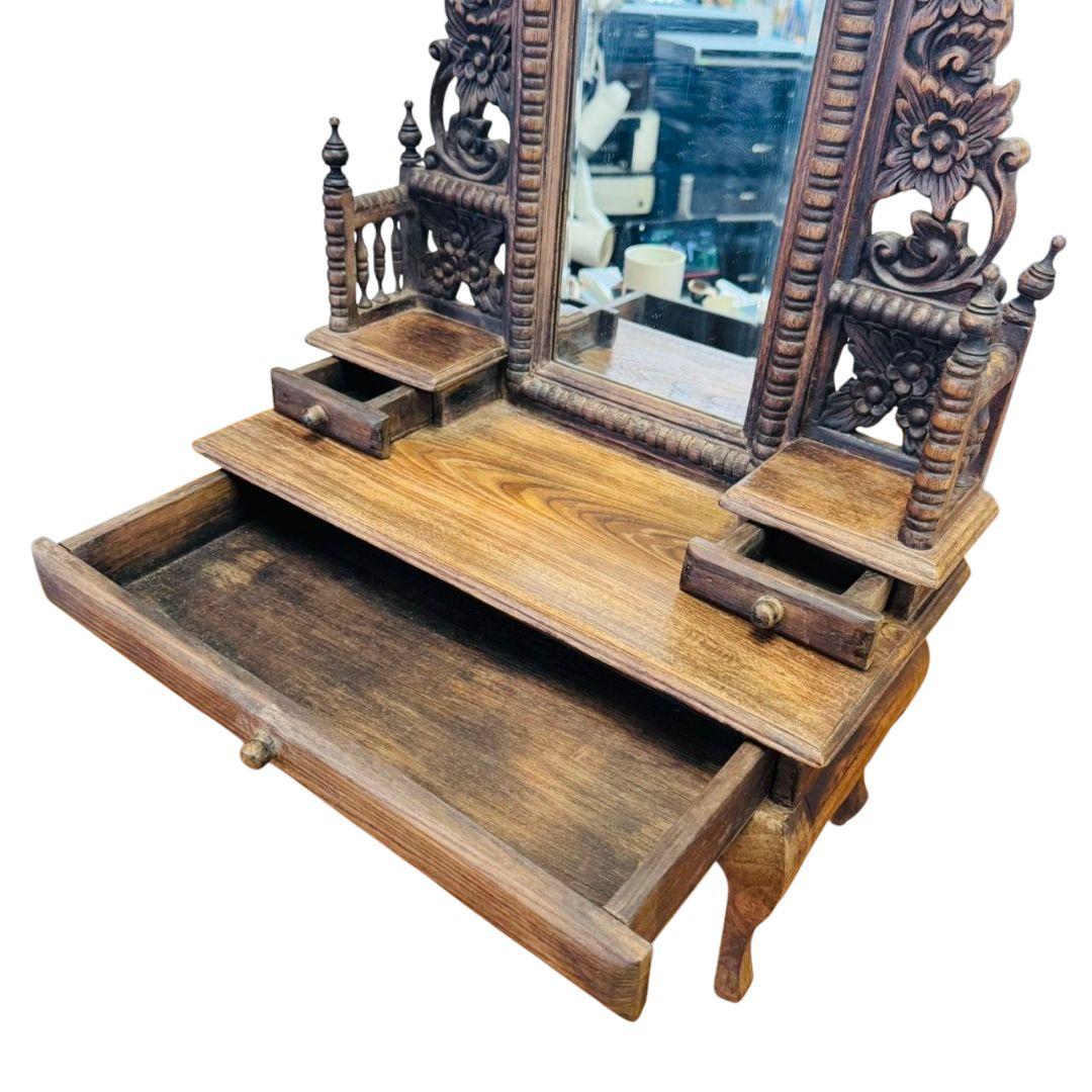 ❤希少✨アンティーク✨レトロ✨鏡台✨彫刻✨木彫り✨ドレッサー✨骨董✨アジアン家具