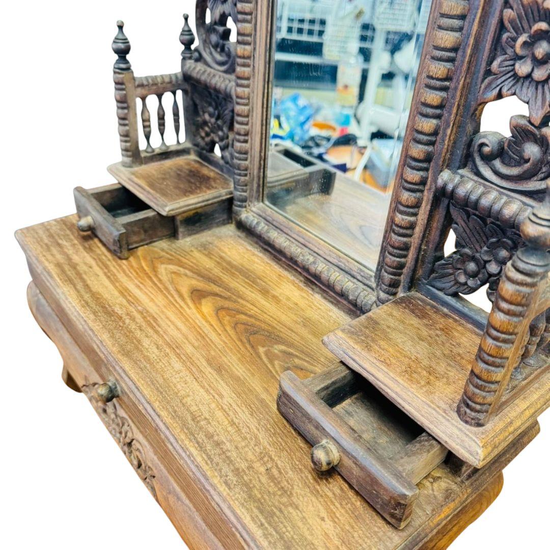 ❤希少✨アンティーク✨レトロ✨鏡台✨彫刻✨木彫り✨ドレッサー✨骨董✨アジアン家具