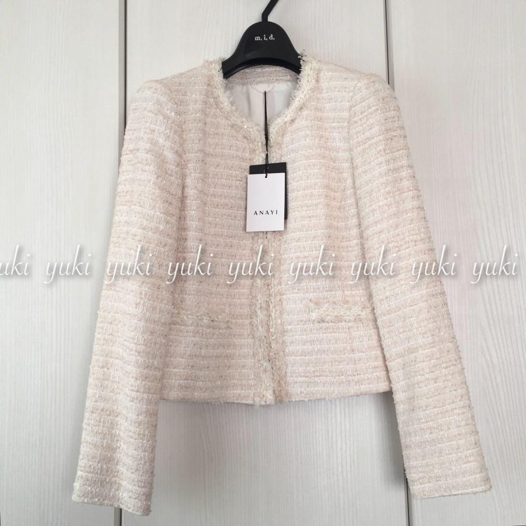 【新品タグ付き】ANAYI リボンヤーン ツイード クルージャケット 36