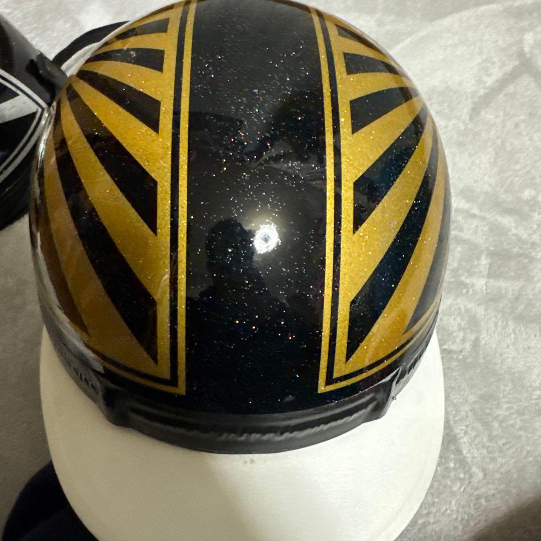 富士日章カラーコルク半ヘルメット金銀セット