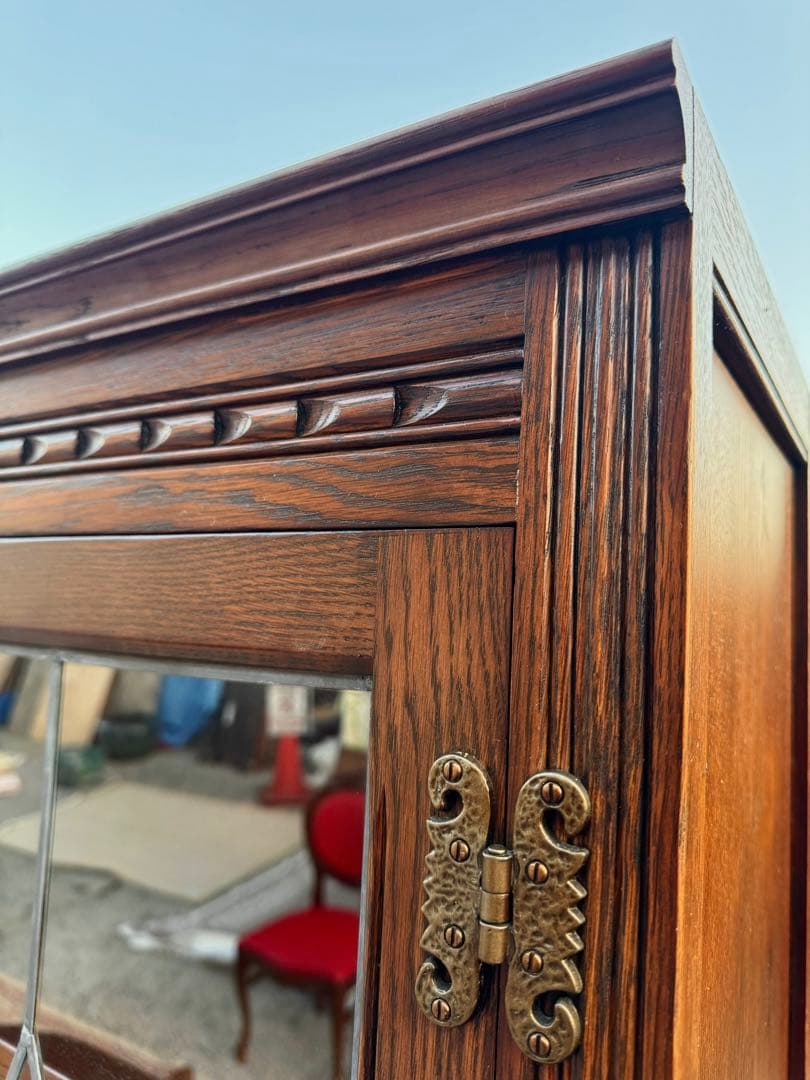 英国アンティーク 高級キャビネット スリム オールドチャーム様式 W92cm