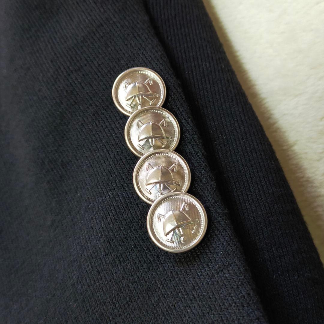 美品　23AW　ポロラルフローレン　エンブレム　ニット地　ブレザー　銀ボタン