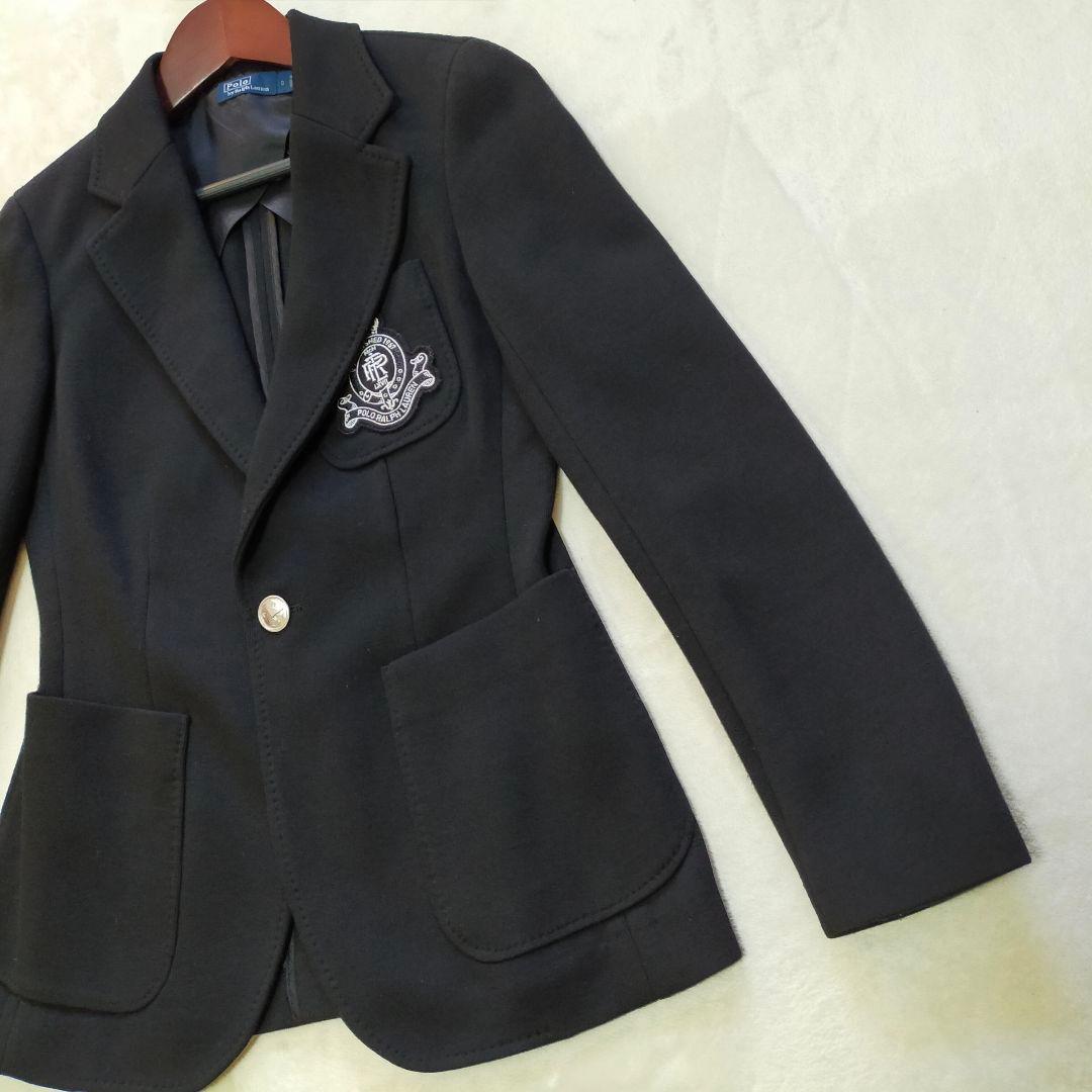 美品　23AW　ポロラルフローレン　エンブレム　ニット地　ブレザー　銀ボタン
