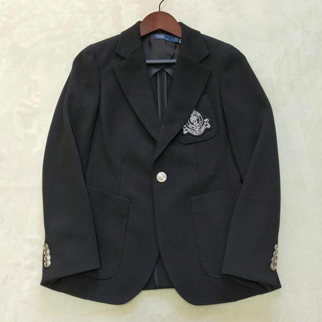 美品　23AW　ポロラルフローレン　エンブレム　ニット地　ブレザー　銀ボタン