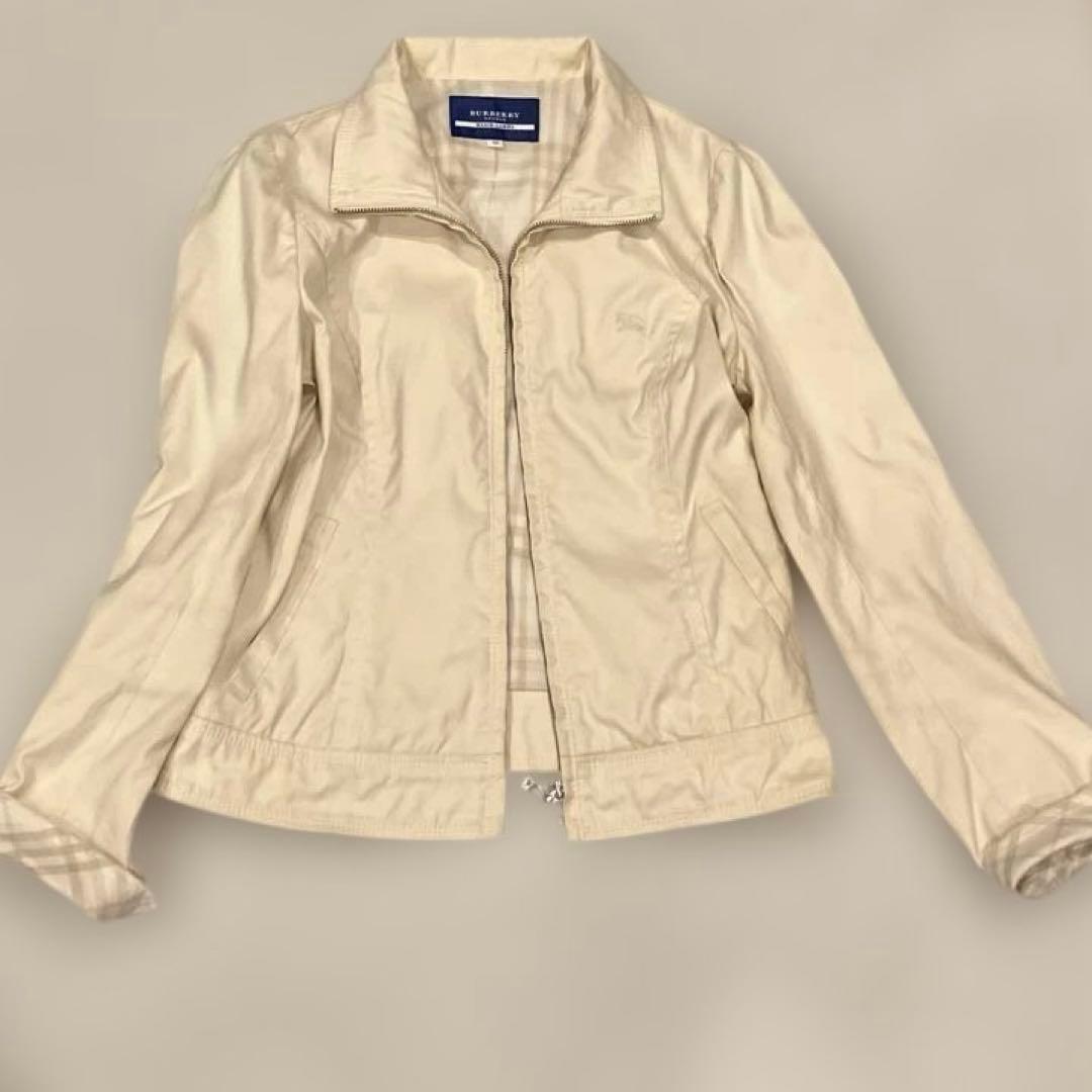 バーバリーブルーレーベル　ジッパー付きショートジャケット　M ノバチェック