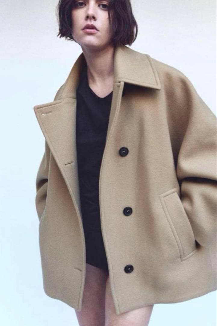 ZW COLLECTION オーバーサイズ ショートコート　ベージュ ZARA