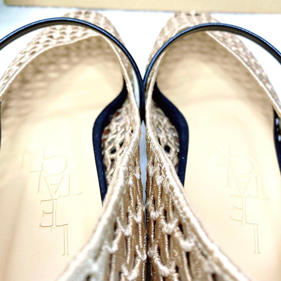 美品✨ルタロン　スクエア　クロシェストラップ　フラット　23cm