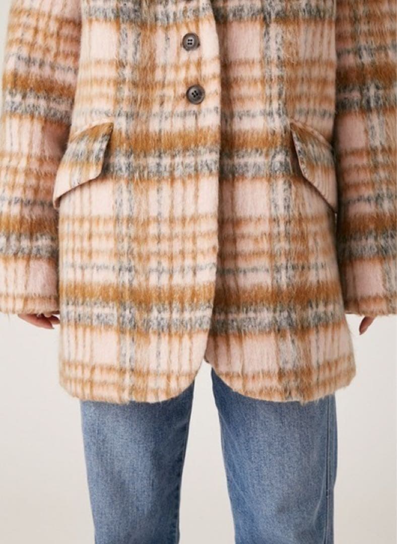Lily brown リリーブラウン シャギーオーバージャケット チェック