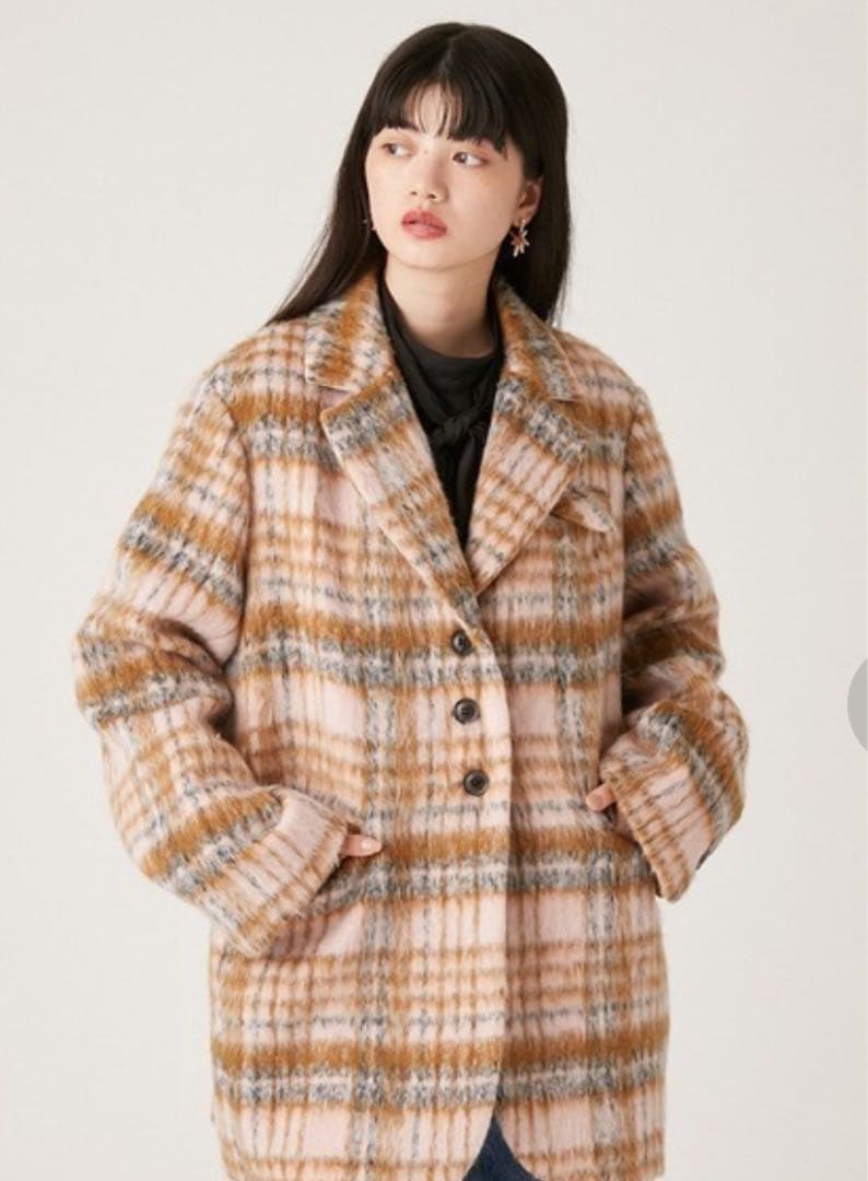 Lily brown リリーブラウン シャギーオーバージャケット チェック