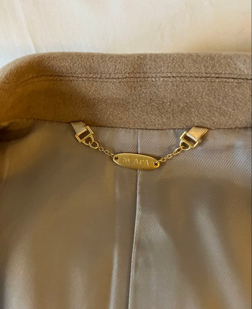 SCAPA ウールカシミヤ　ロングコート　ダブル　38 キャメル　着丈117cm