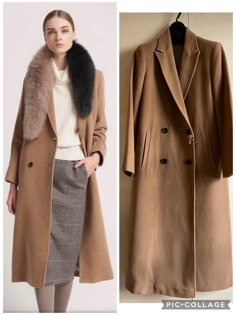 SCAPA ウールカシミヤ　ロングコート　ダブル　38 キャメル　着丈117cm