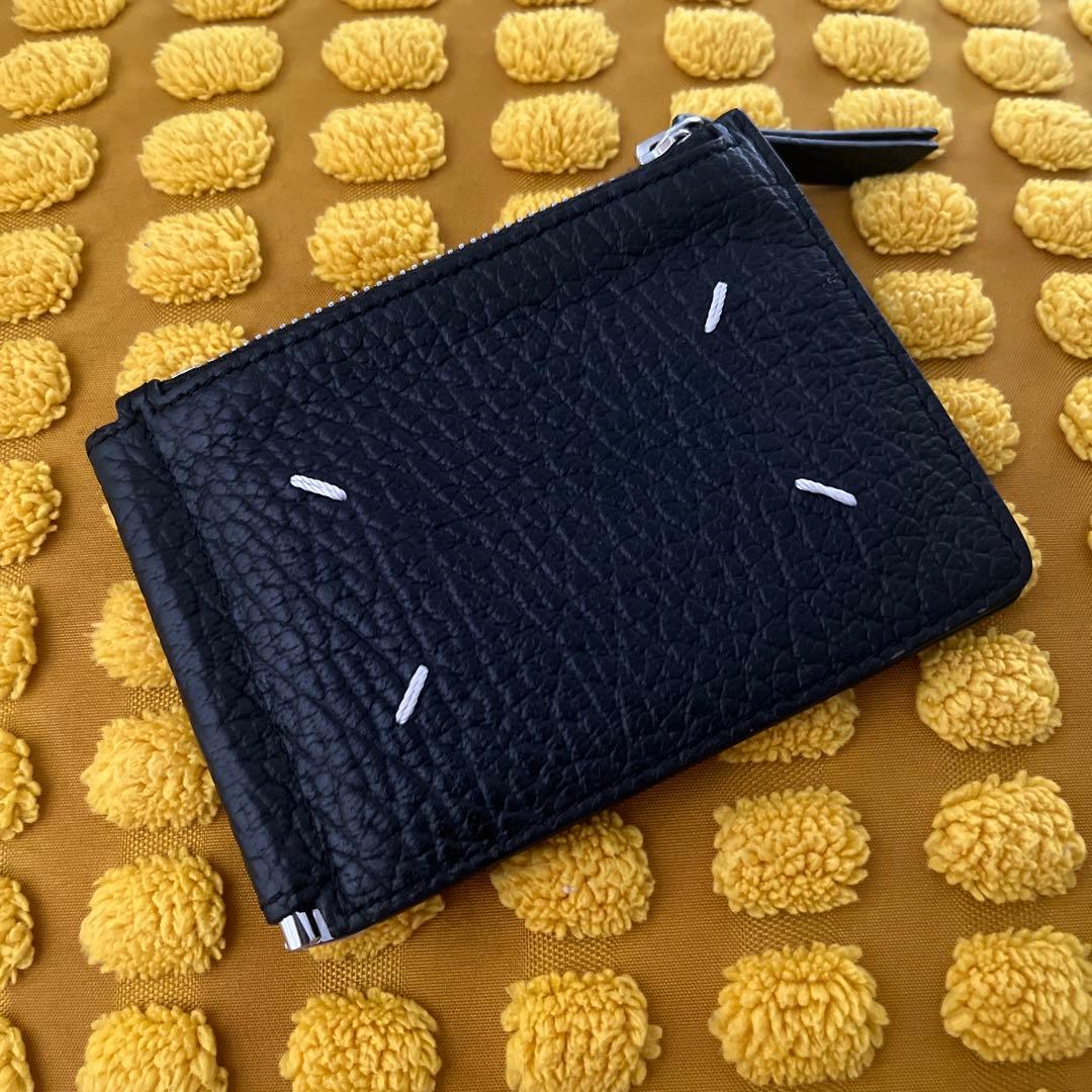 Maison Margiela ブラックレザー マネークリップ付財布