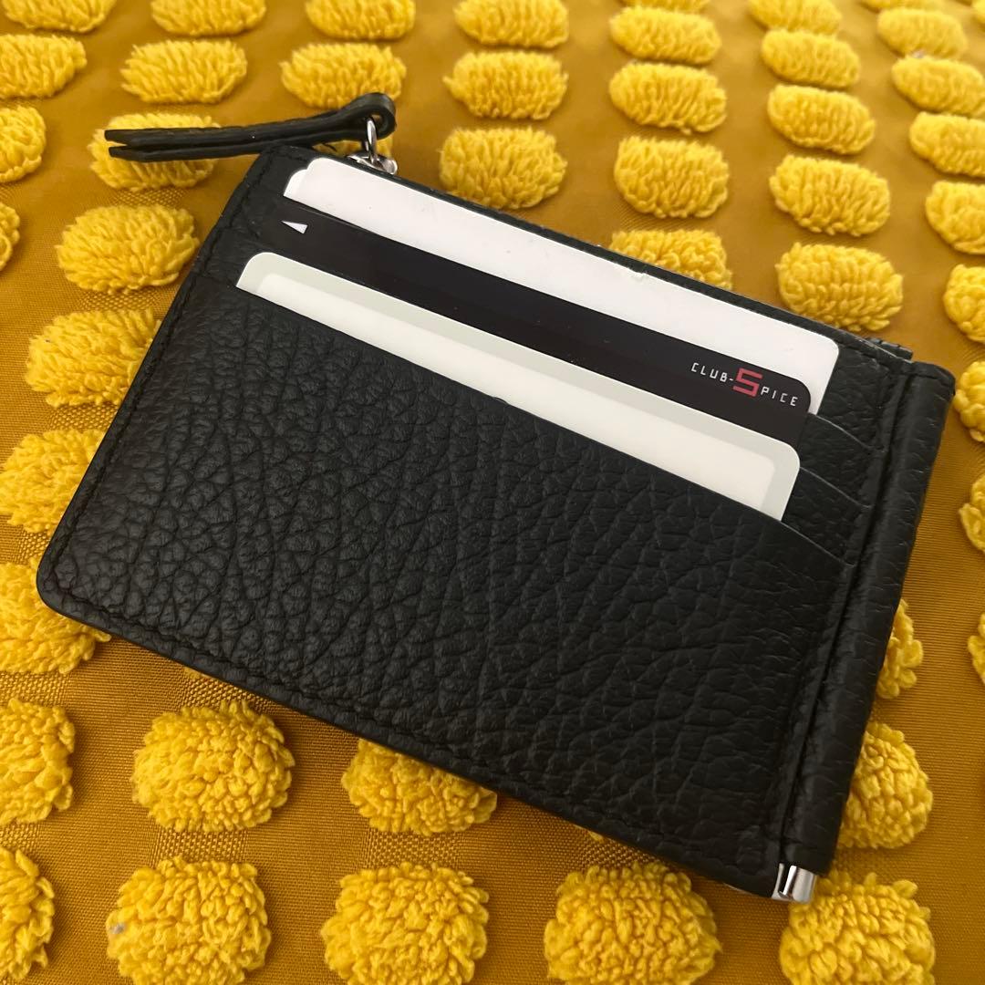 Maison Margiela ブラックレザー マネークリップ付財布