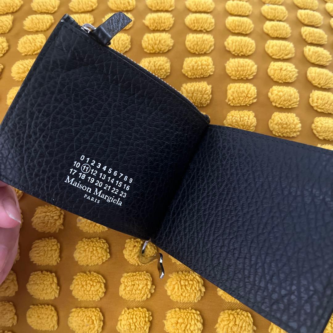 Maison Margiela ブラックレザー マネークリップ付財布