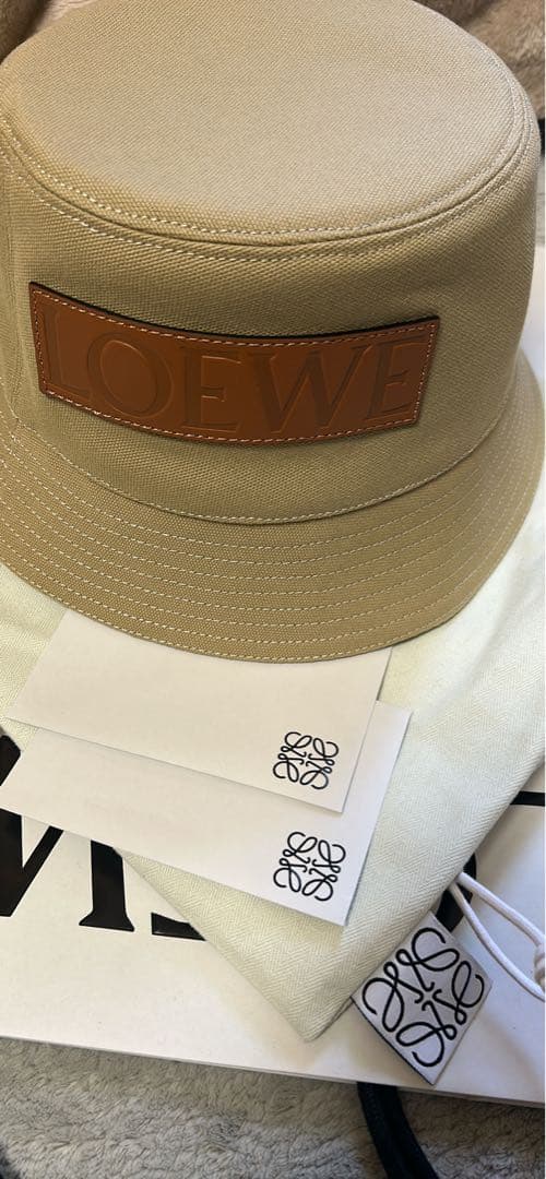 【美品】LOEWE ベージュ バケットハット 59