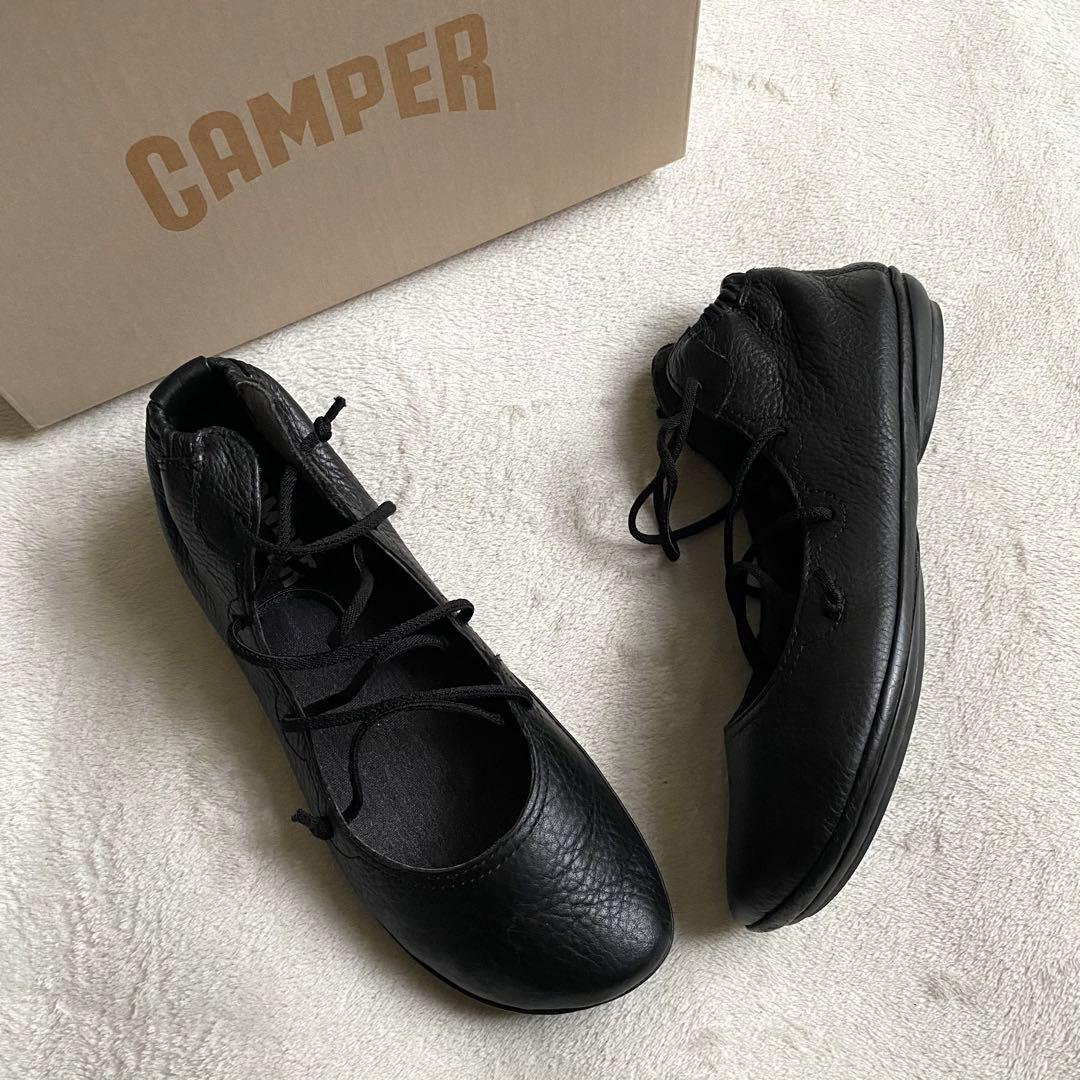 【美品✨】Camper ライトニナ　レースアップバレエシューズ　24cm レザー