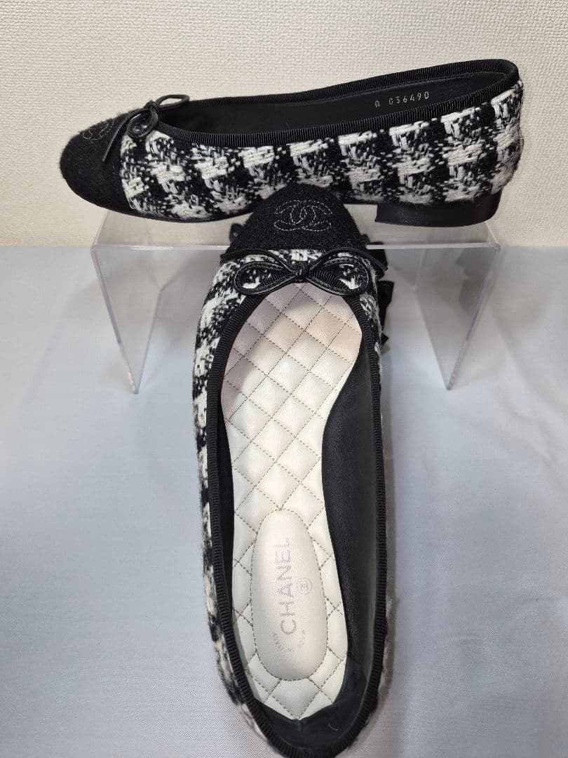 CHANEL バレエシューズ 37.5　ツイード
